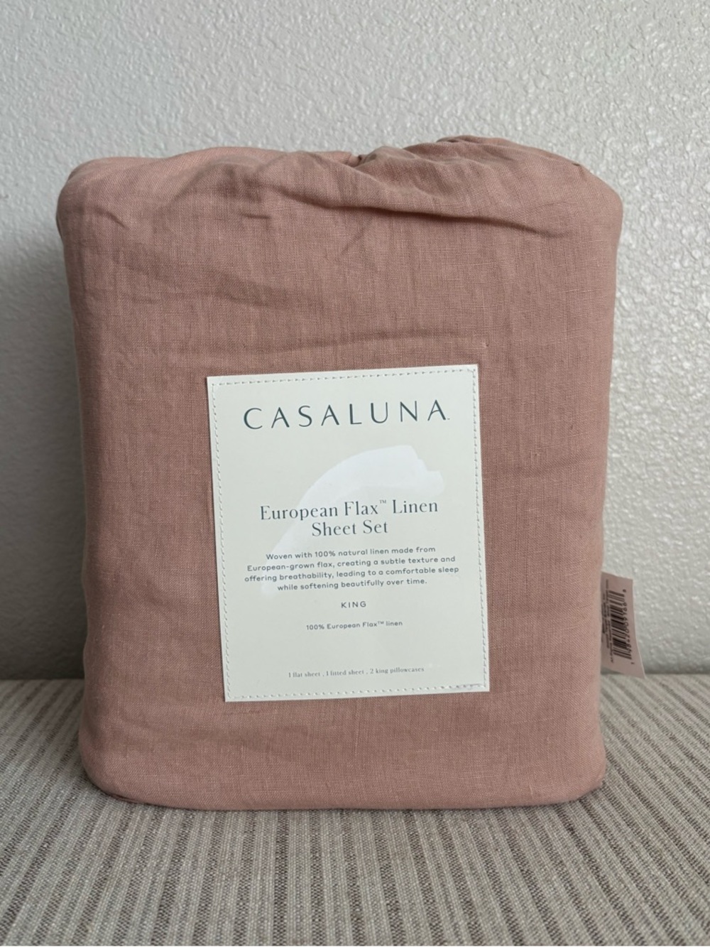 NWT King 100% Linen Sheet Set Adobe Clay - Casaluna